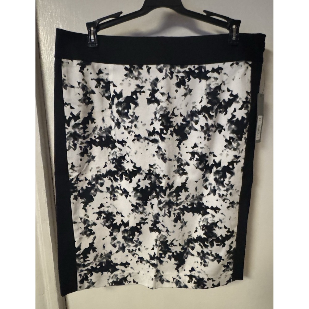 Apt. 9 Women's Black and White Marbled A-line‎ skirt Black Trim NWT $44 Size 10